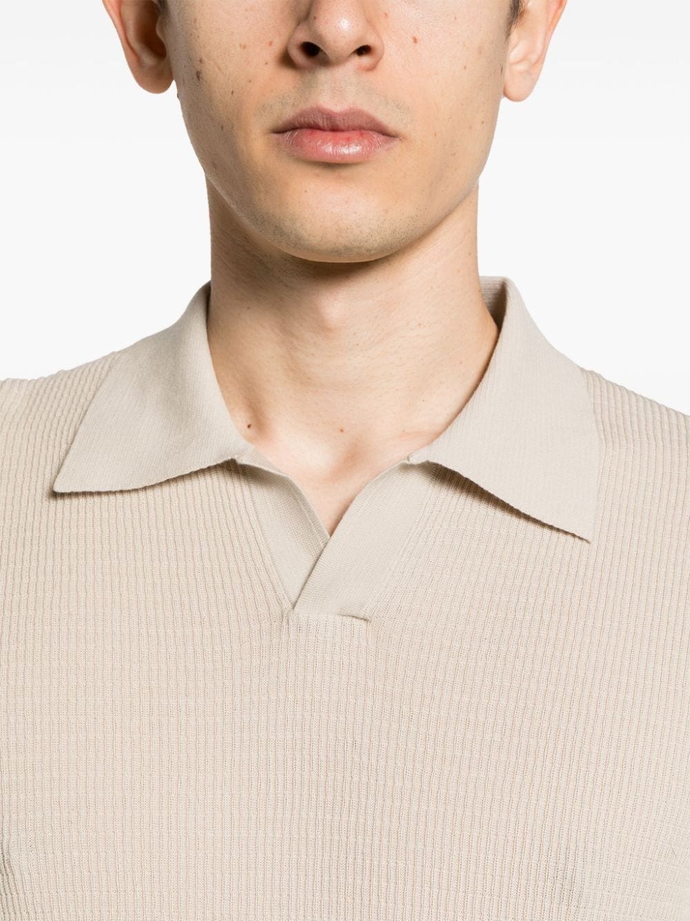 Shop Roberto Collina Textured Cotton Polo Shirt In Nude