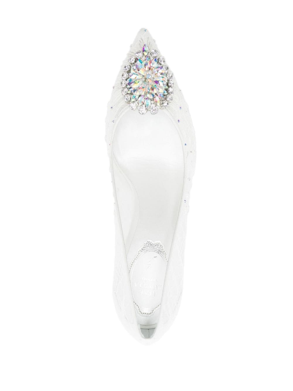 Shop René Caovilla Cinderella 65mm Lace Pumps In White