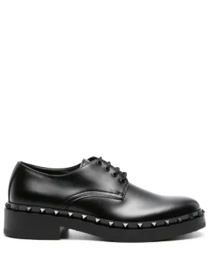 【ヴァレンティノ】ダービーシューズ ツヤレザー スタッズ 厚底 VALENTINO】ロックスタッズ ツートーン レザー ダービー shoes