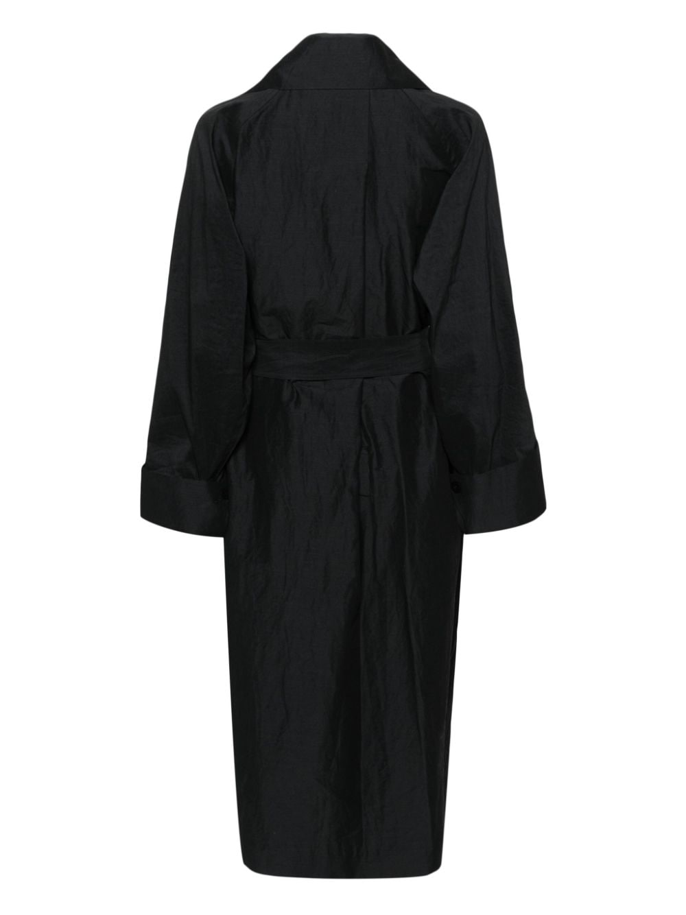 Shop Issey Miyake Shaped Membrane Belted Maxi Coat In 黑色