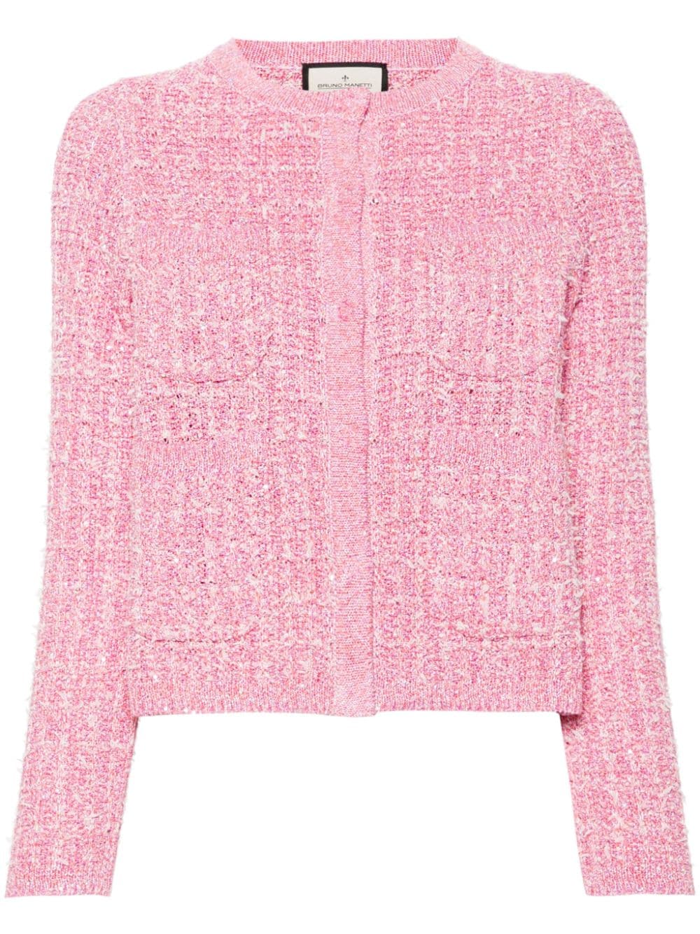 Bruno Manetti Sequin-embellished Tweed Jacket In 粉色