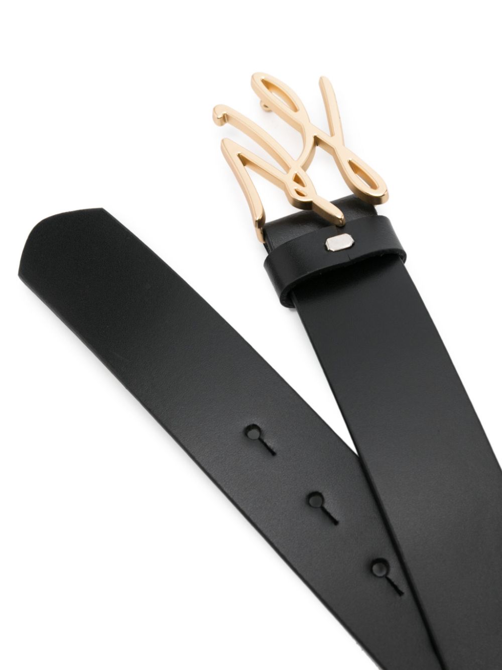 Shop Karl Lagerfeld Logo-buckle Leather Belt In Black