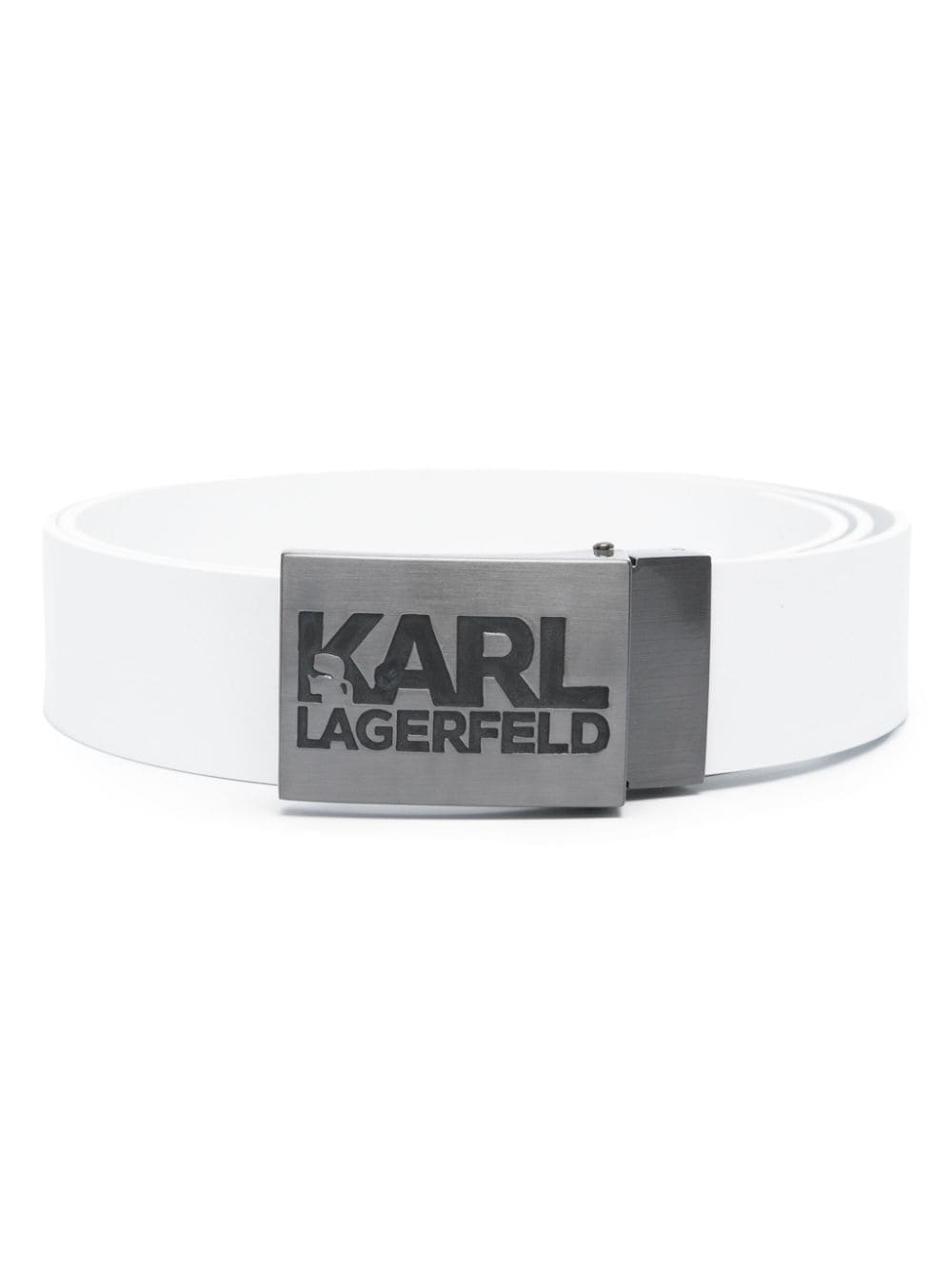 Karl Lagerfeld Logo-engraved Leather Belt In White