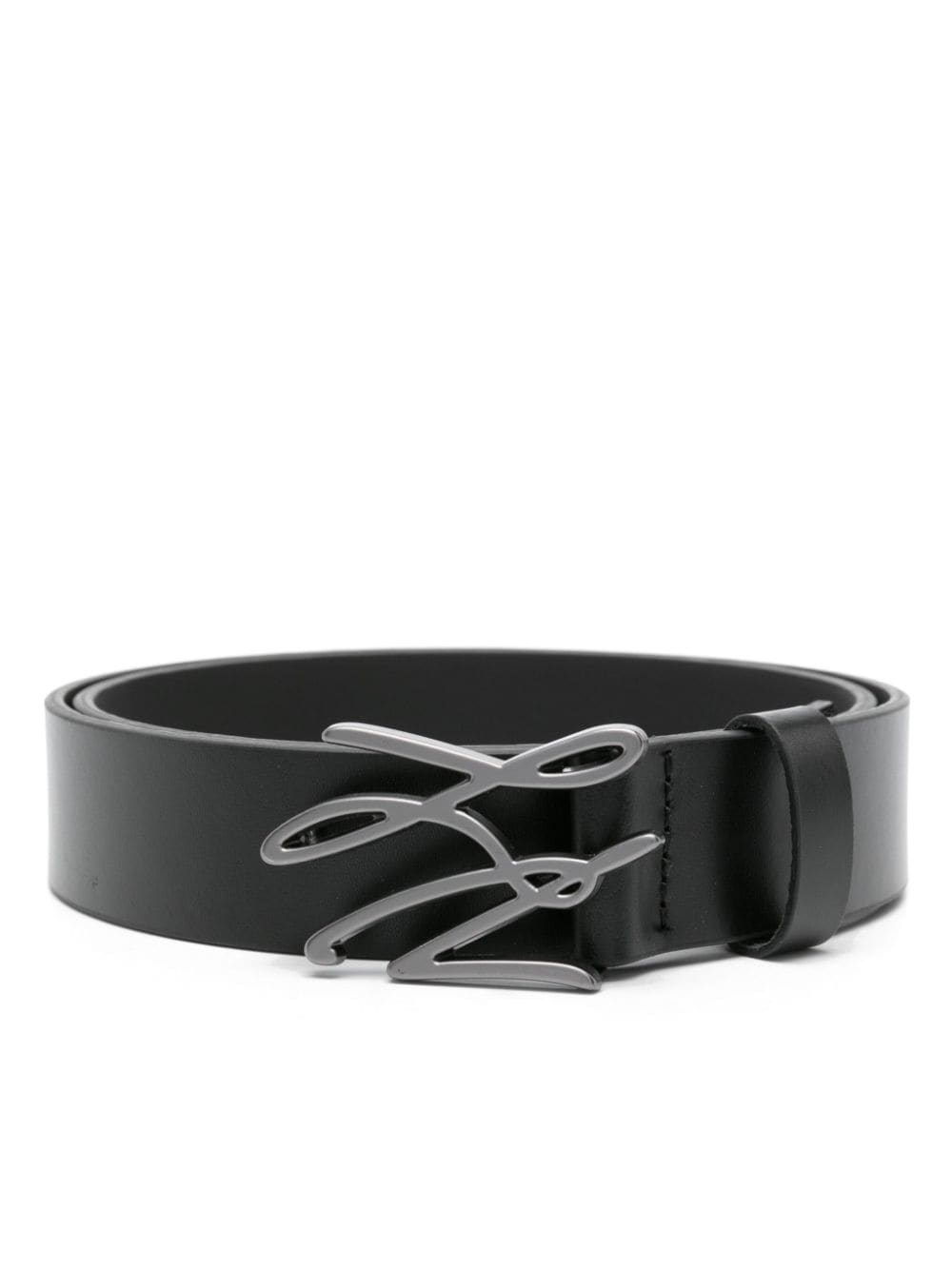 Karl Lagerfeld Logo-buckle Leather Belt In Black