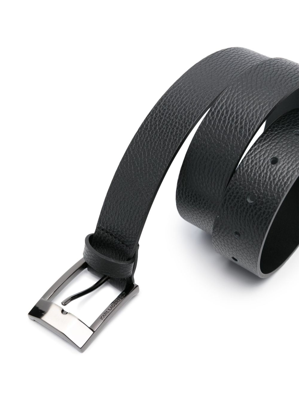 Shop Karl Lagerfeld Logo-engraved Leather Belt In Black
