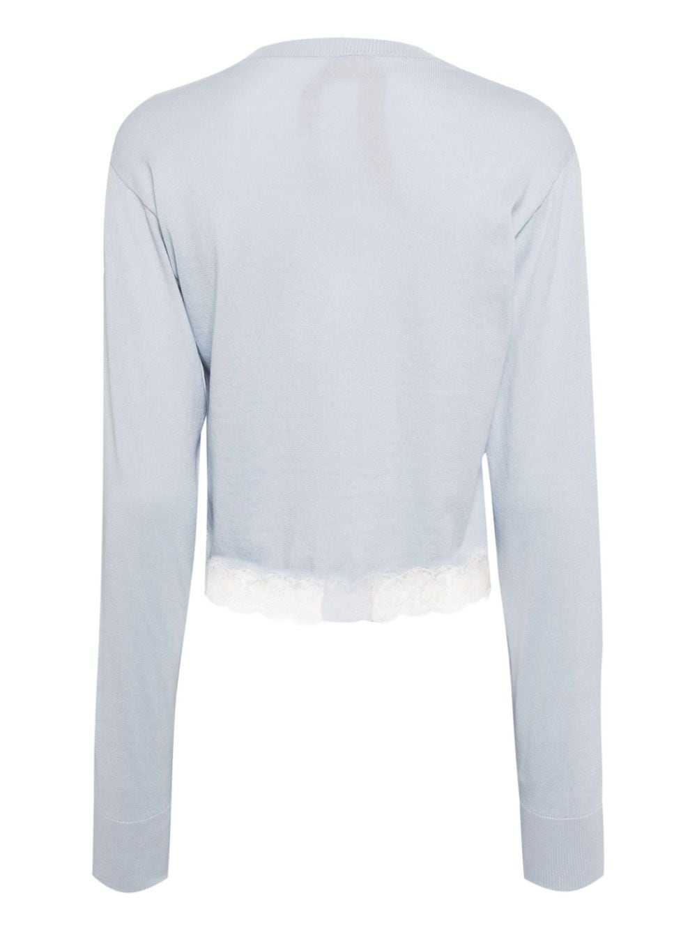Shop N°21 Lace-detailing Cotton Cardigan In Blau