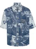 Versace Jeans Couture Magazine-print denim shirt - Blue