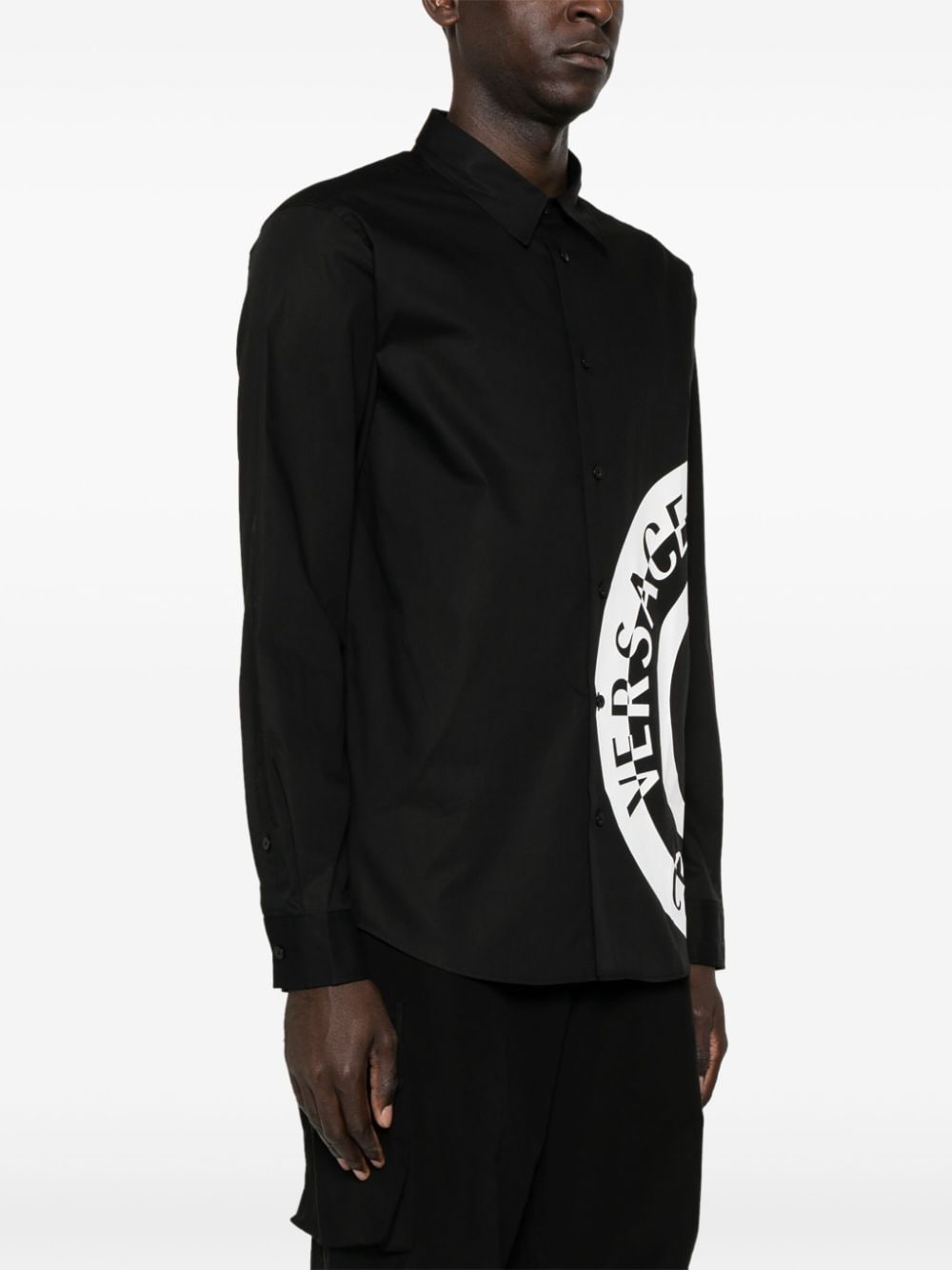 Versace Jeans Couture Popeline overhemd met embleem Zwart