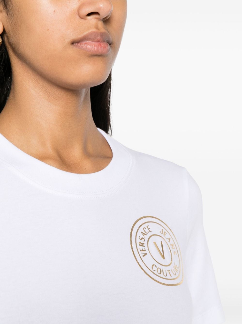 Shop Versace Jeans Couture Logo-print T-shirt Dress In White