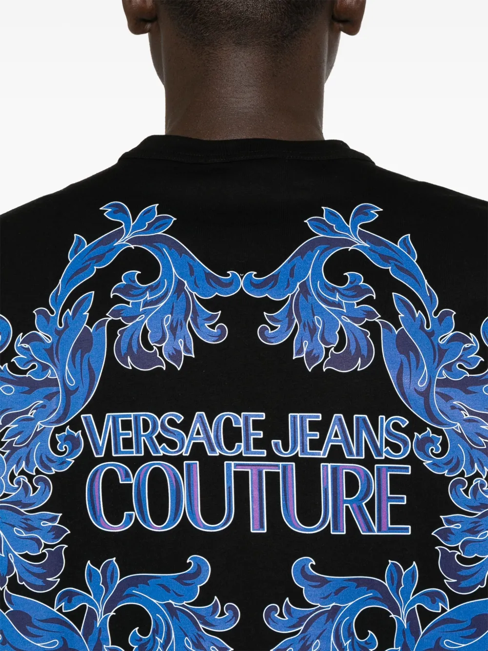 Versace Jeans Couture Katoenen T-shirt met logoprint Zwart