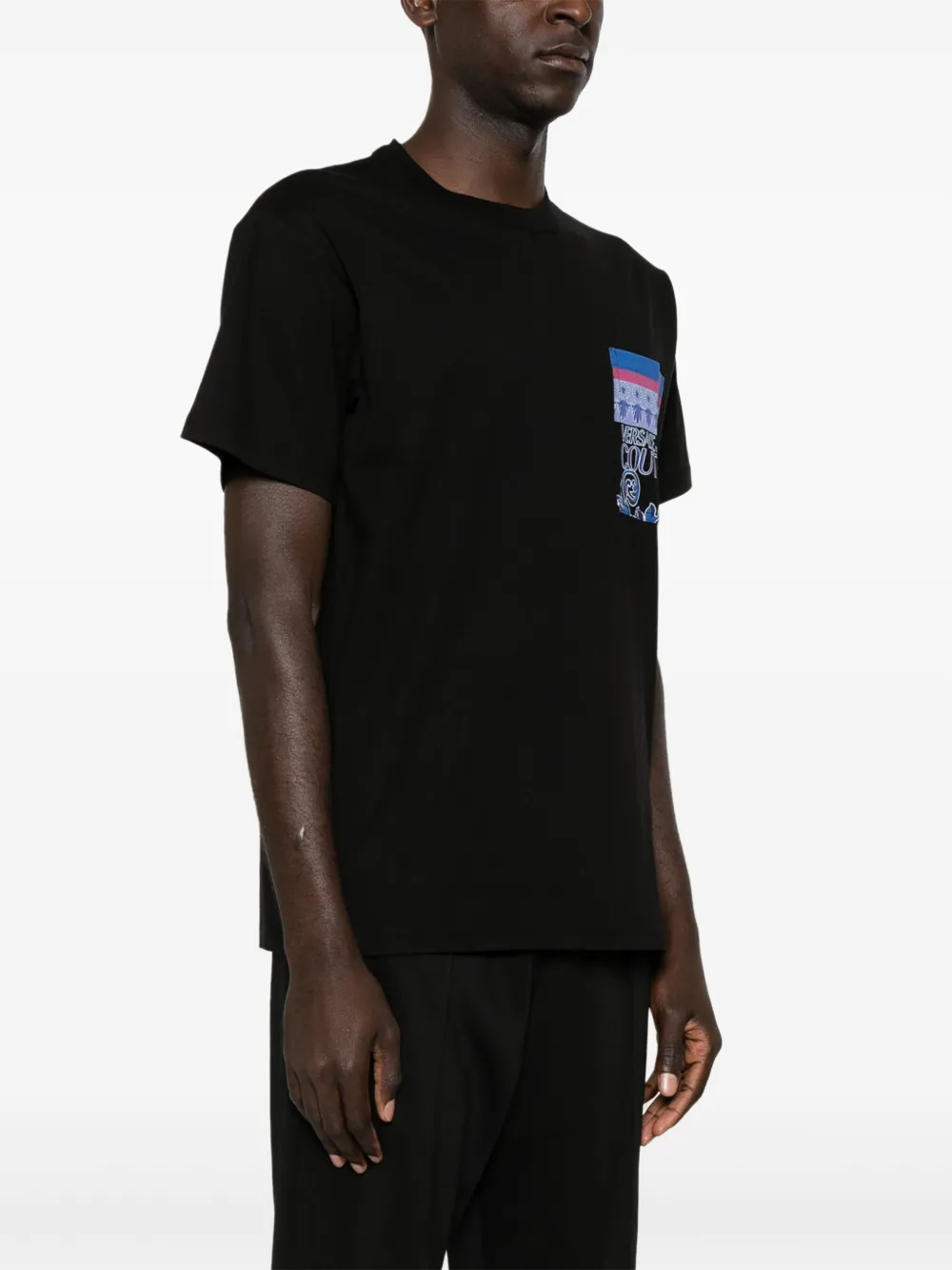 Versace Jeans Couture Katoenen T-shirt met logoprint Zwart