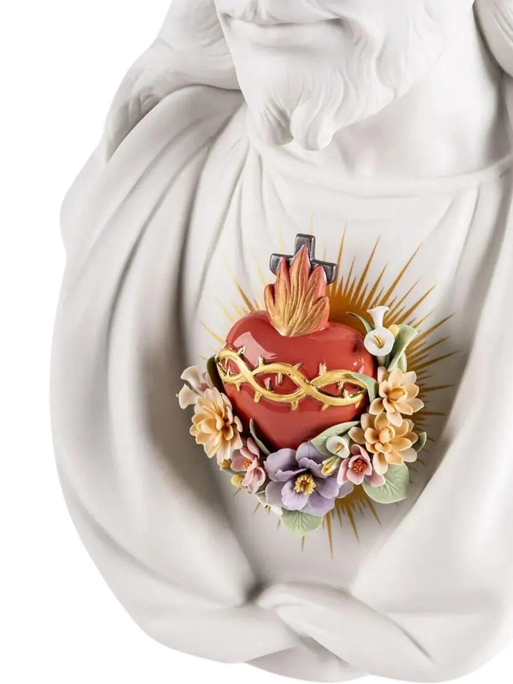 Lladrò Sacred Heart Of Jesus Porcelain Sculpture (40cm X 26cm) In Weiss