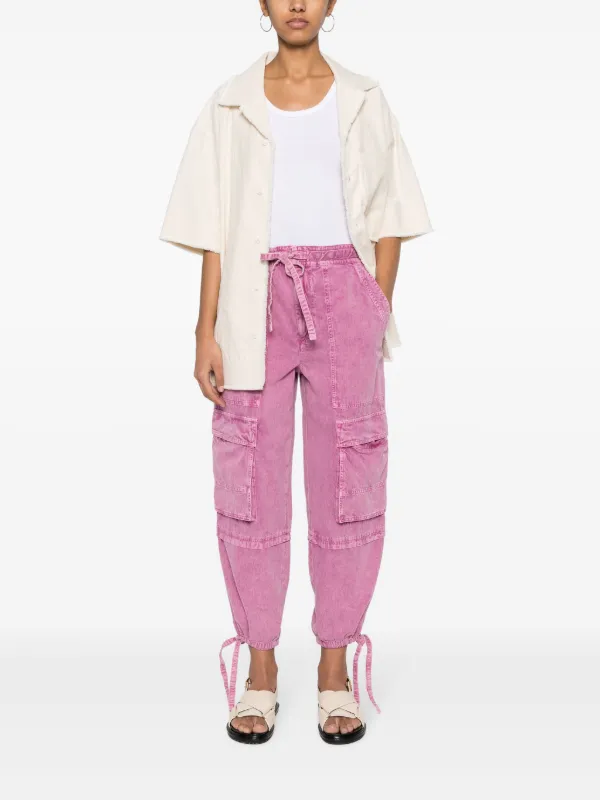 【Marant Etoile】 Ivy mid-riseデニムカーゴパンツ Isabel Marant Etoile Ivy Cargo Pant in Faded Black | FWRD