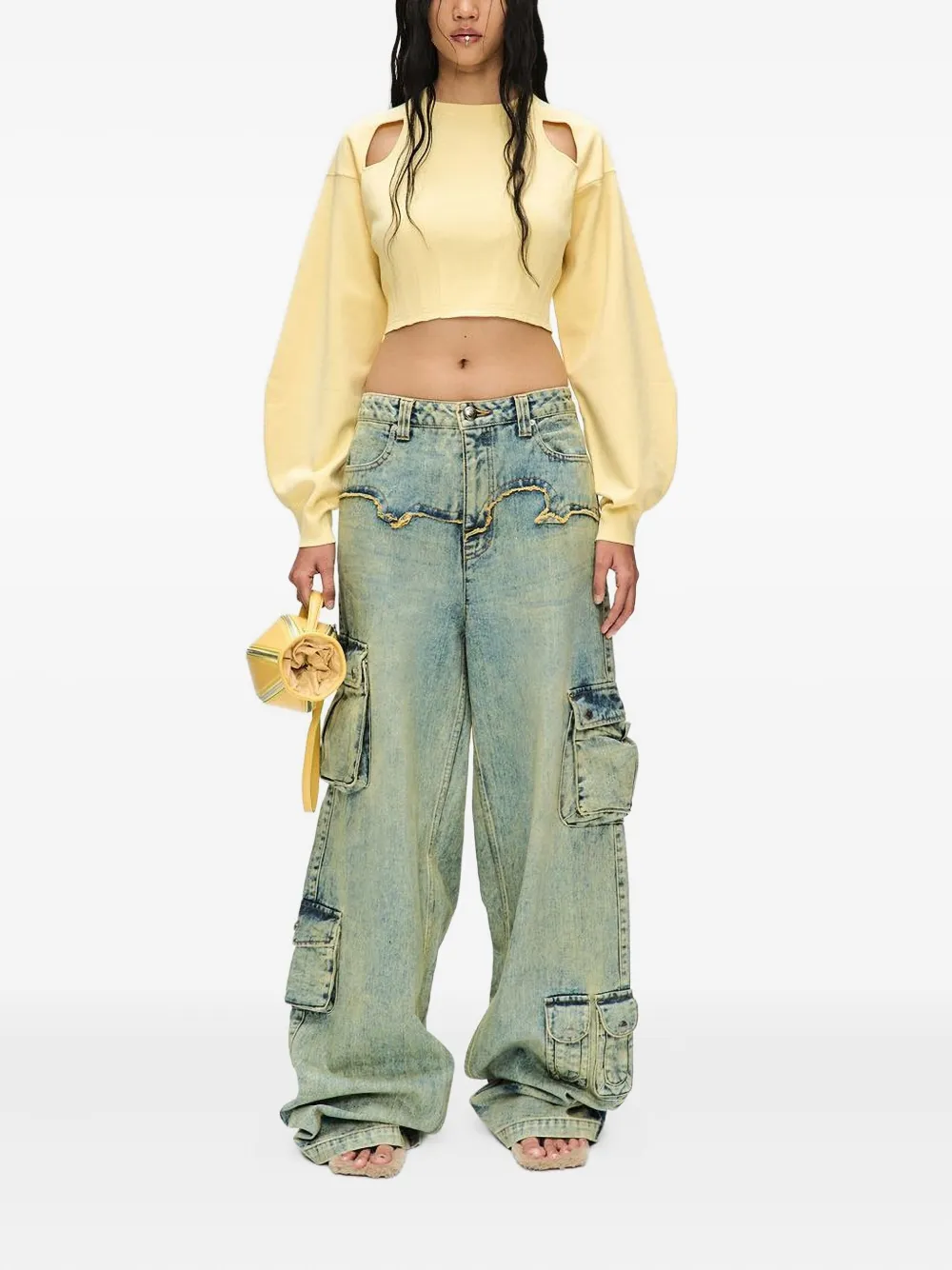 Andersson Bell Cut-out Long-sleeve Sweatshirt In Yellow
