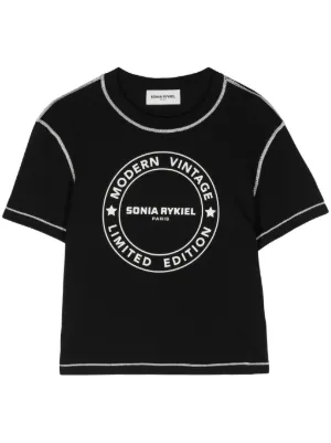 Top Débardeur Sonia Rykiel Inscription – Motifs Noir Et Blanc – Tailles S/M – Occasion Très Bon état