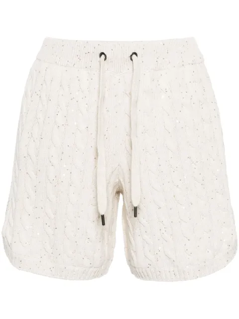Brunello Cucinelli sequin-embellished cable-knit shorts