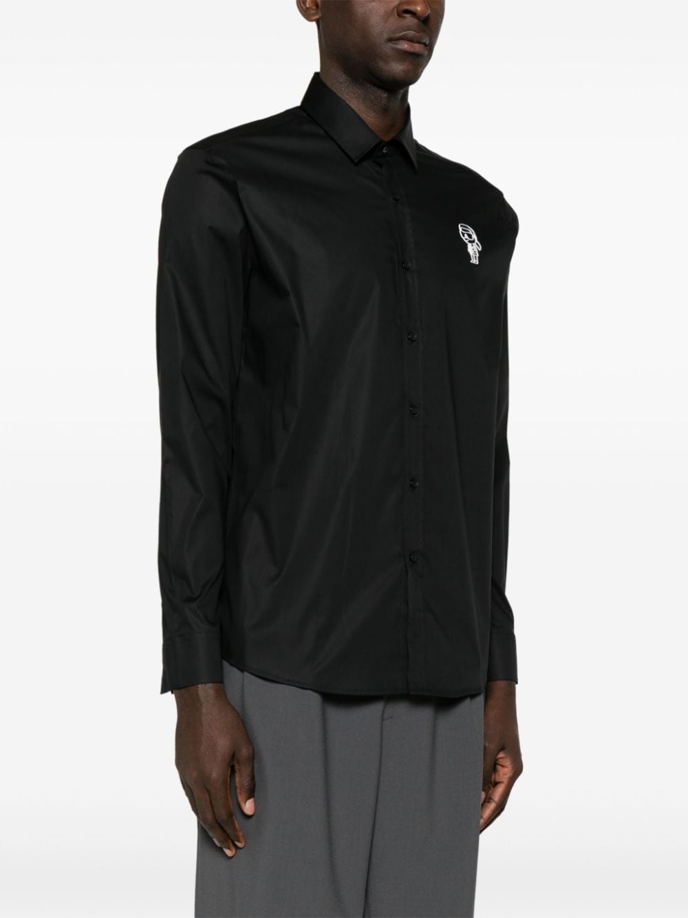 Shop Karl Lagerfeld Logo-appliqué Poplin Shirt In Black