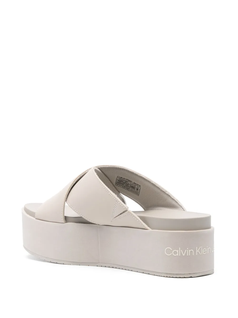 Shop Calvin Klein Leather Platform Sandals In Nude