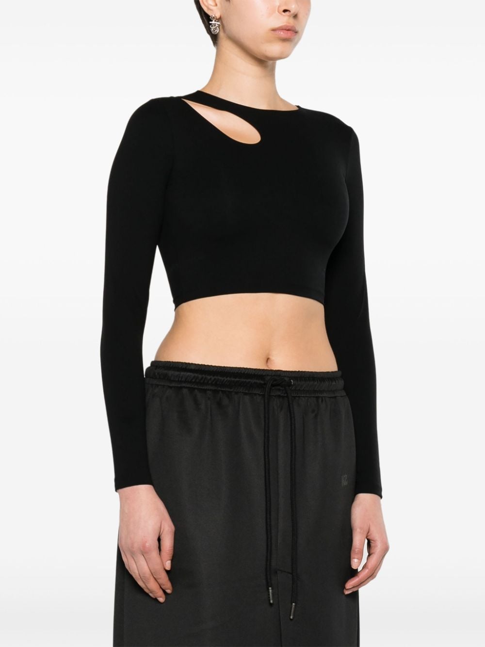 Shop Wolford Cut-out Crop Top In Black