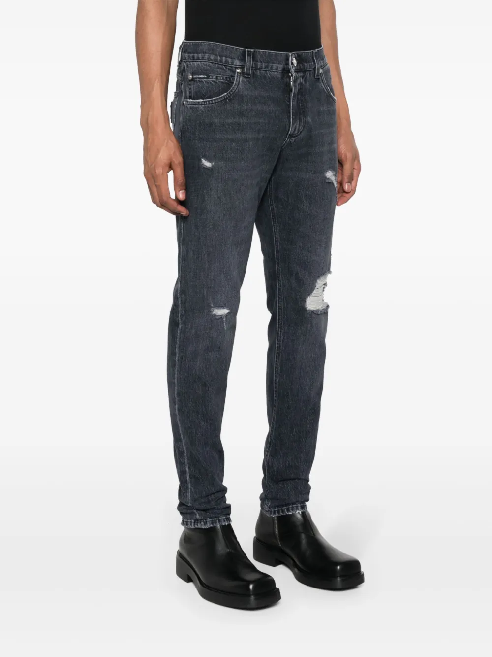 Shop Dolce & Gabbana Variante Abbinata Slim-fit Jeans In Black