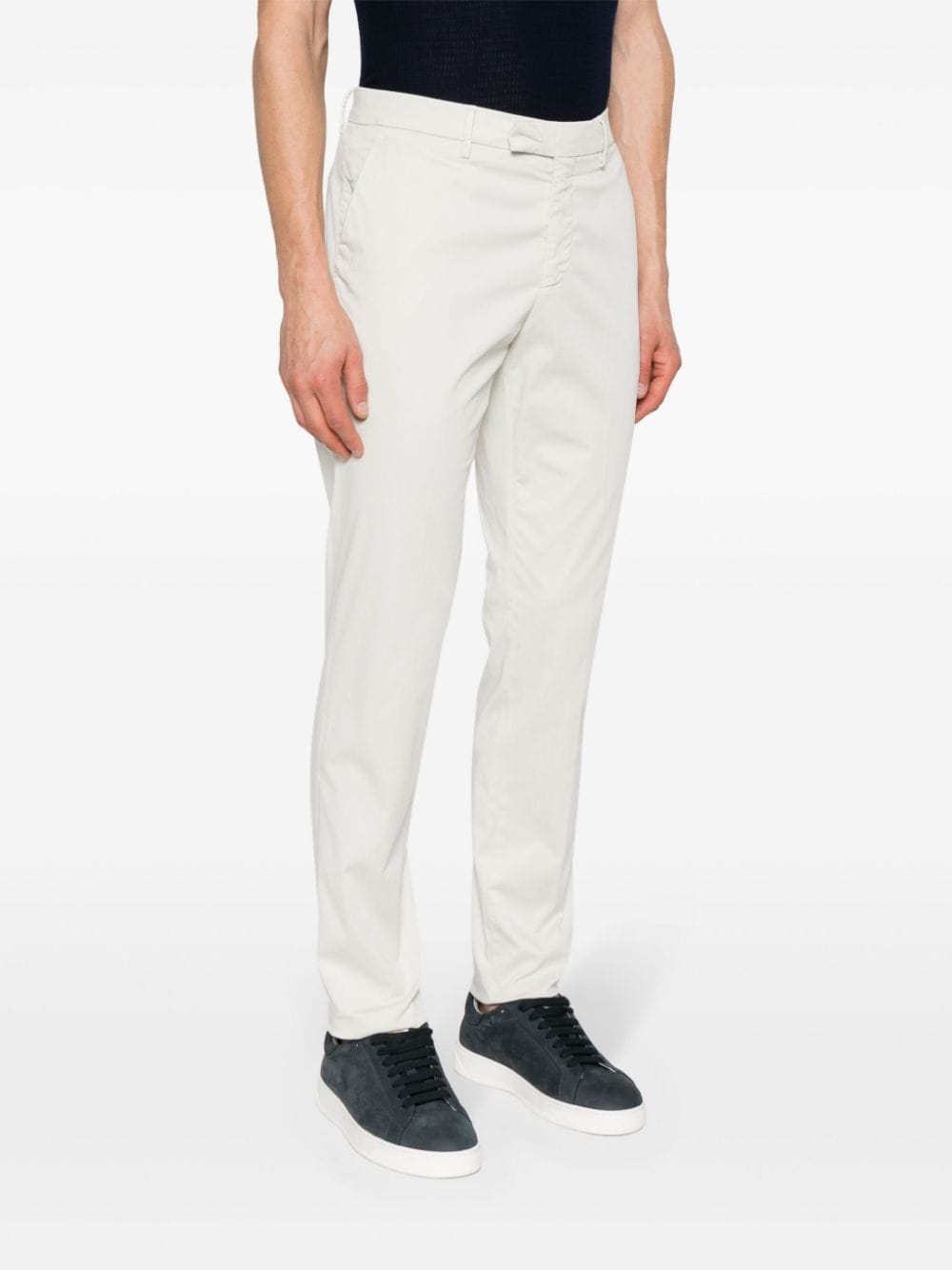 Shop Lardini Mid-rise Tapered Chinos In 中性色