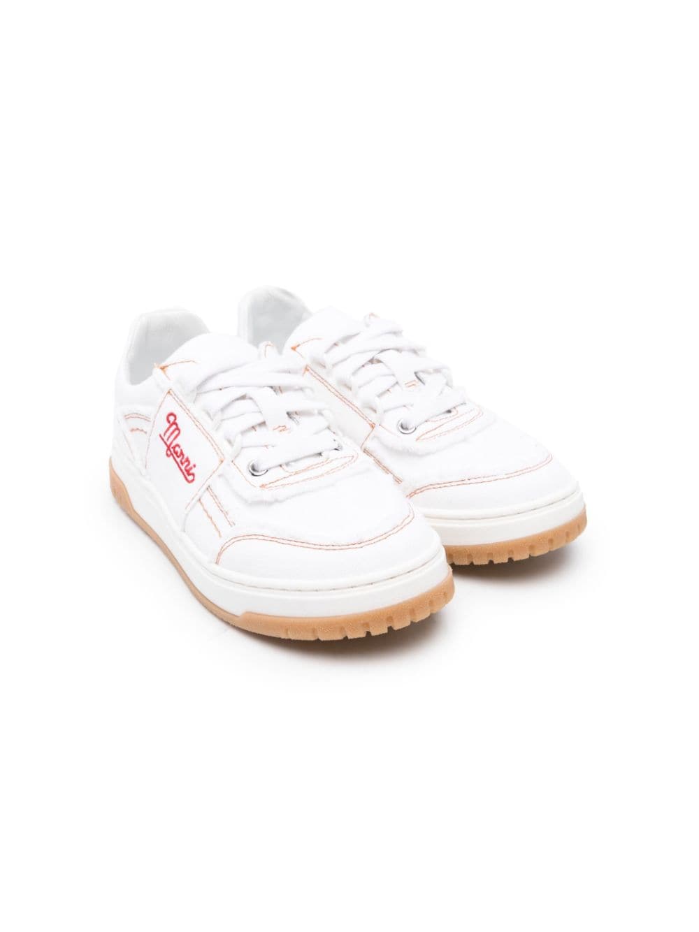 Marni Logo-embroidered Canvas Sneakers In 白色