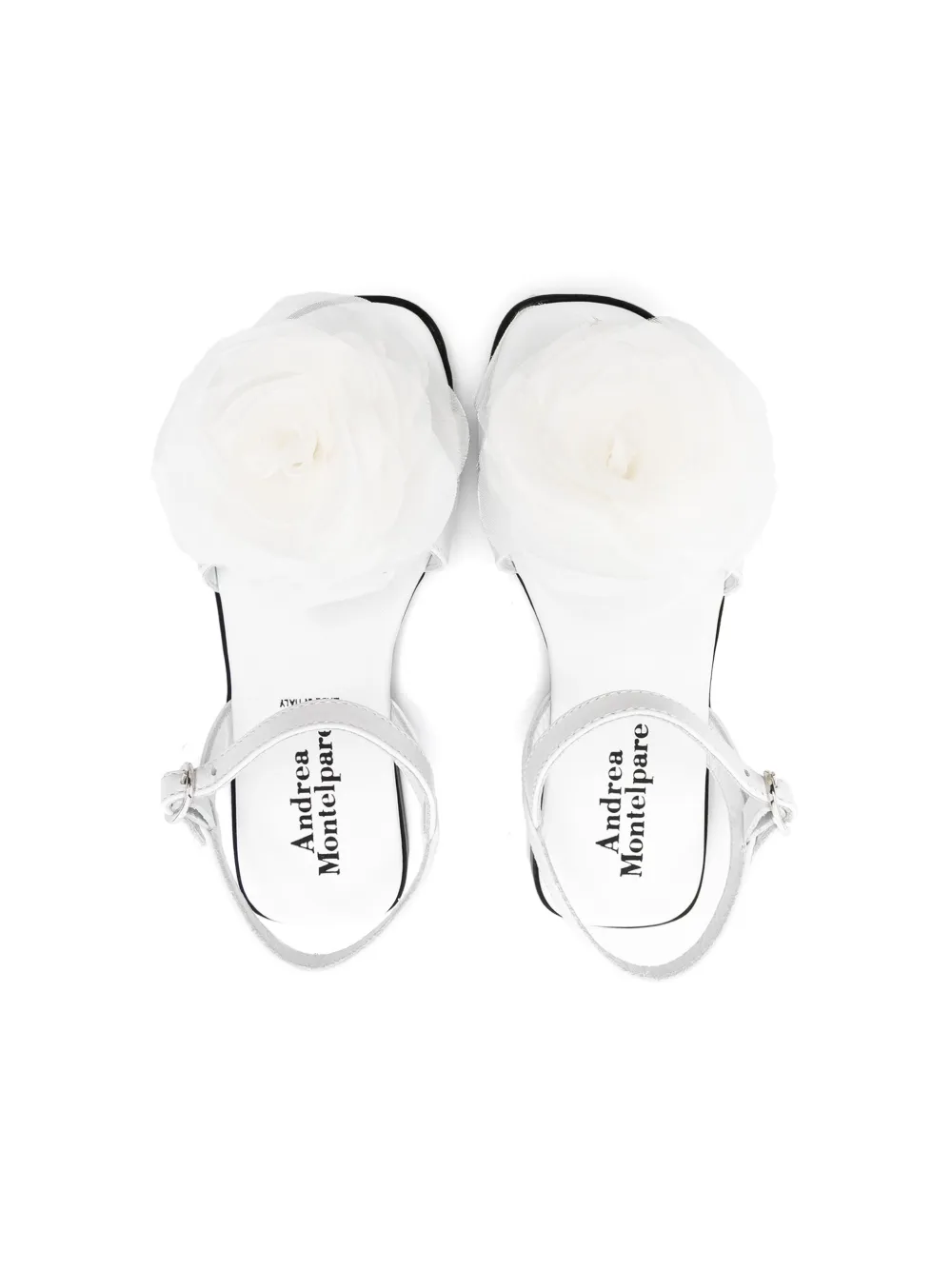  Montelpare Tradition Floral-appliqué Leather Sandals - White 