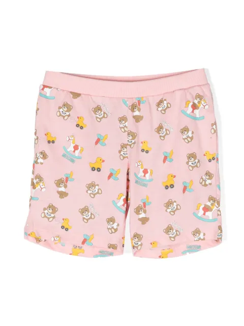 Moschino Kids Teddy Bear-print cotton shorts 
