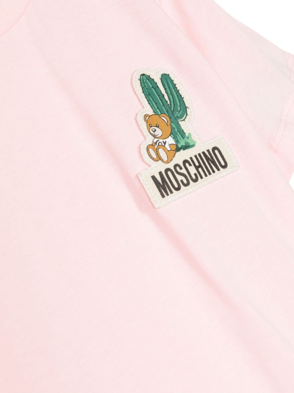Moschino Kids Katoenen T-shirt met teddybeerprint Roze