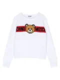 Moschino Kids Teddy Bear-instarsia cotton jumper - White