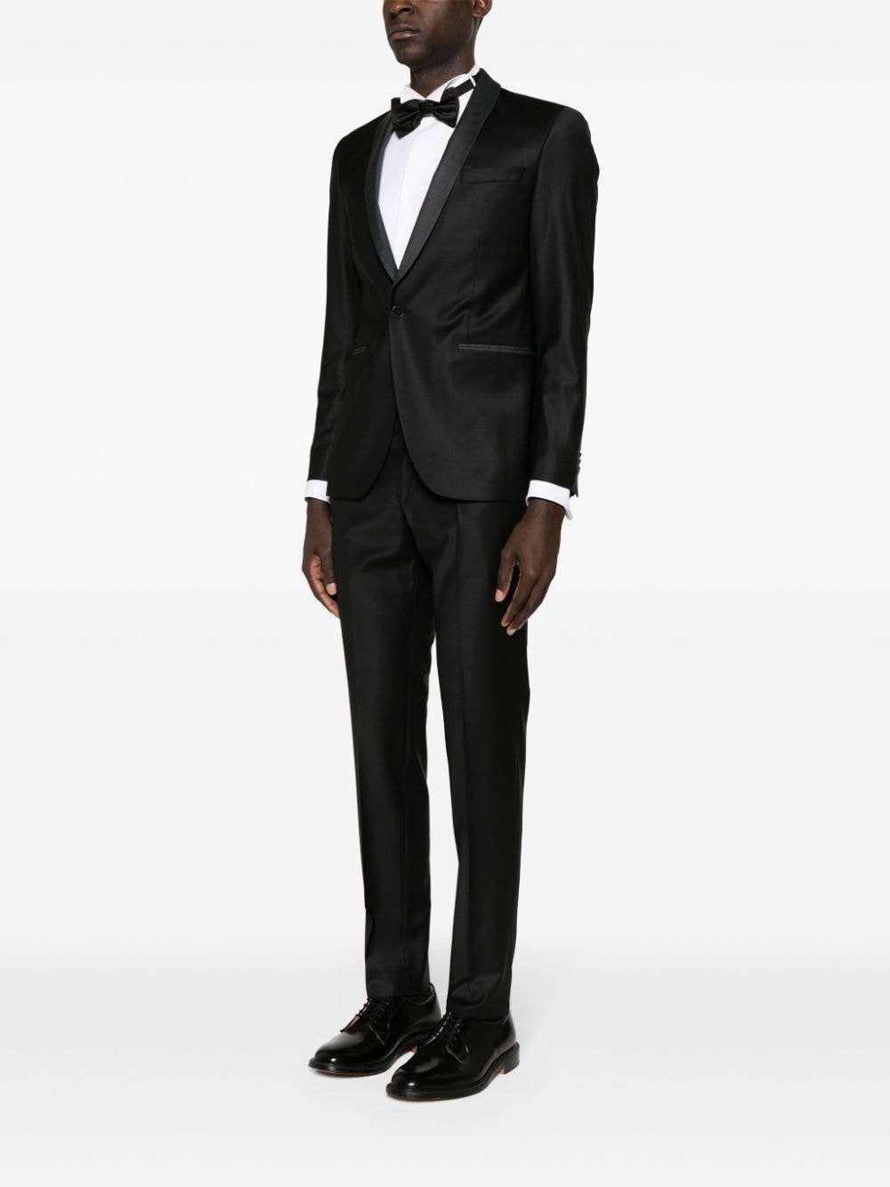 Shop Karl Lagerfeld Single-breasted Wool Blend Suit In Black