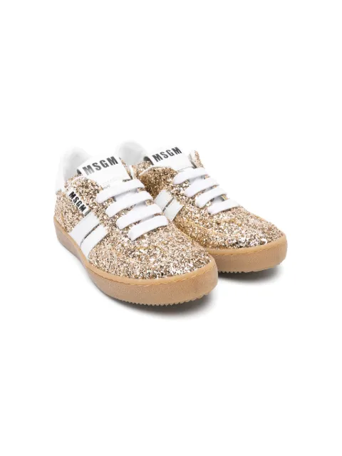 MSGM Kids tenis con agujetas y glitter
