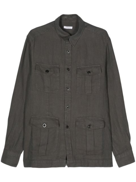 Boglioli tonal stitching linen shirt jacket