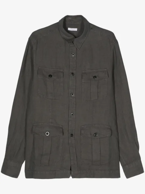 Boglioli tonal stitching linen shirt jacket