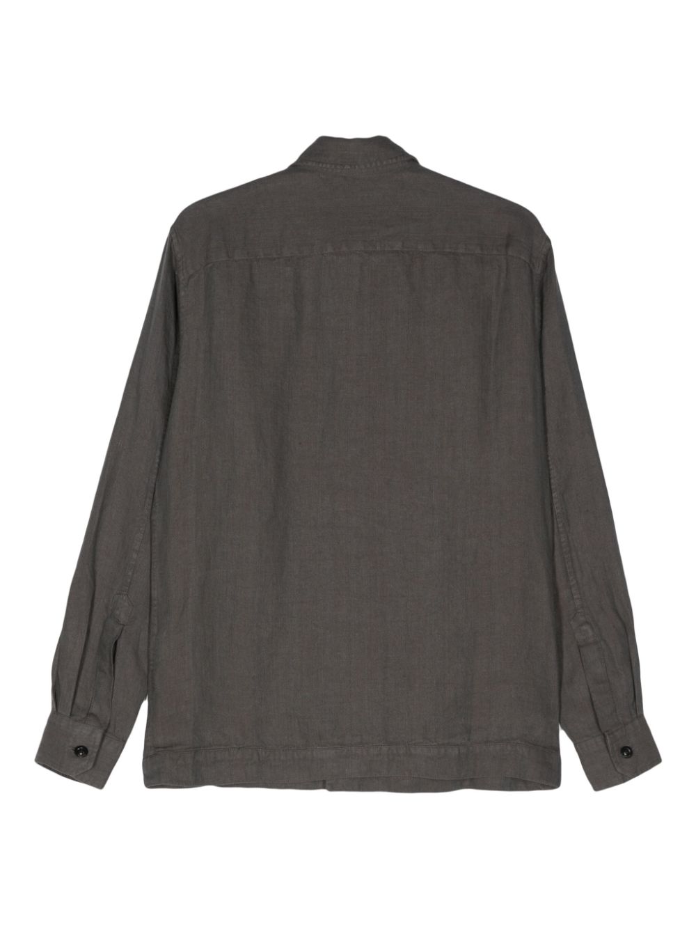 Shop Boglioli Tonal Stitching Linen Shirt Jacket In 灰色