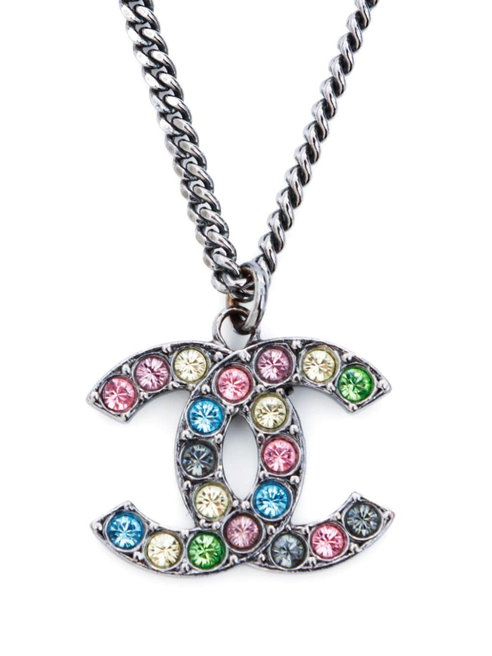 Image 2 of CHANEL Pre-Owned 2005 CC crystal-embellished pendant necklace