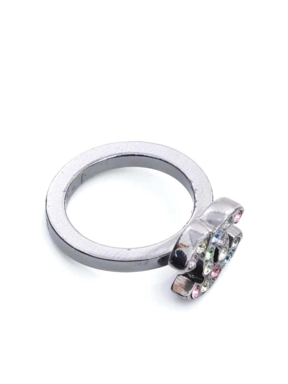 CHANEL Pre-Owned 2005 CC ring verfraaid met kristallen - Zilver