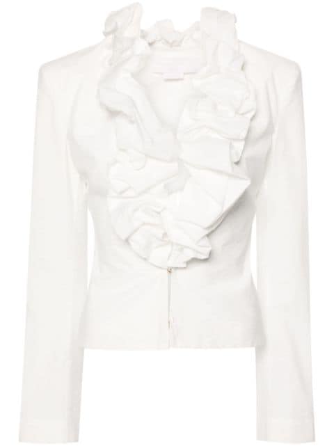 Genny ruffled-collar crinkled blouse
