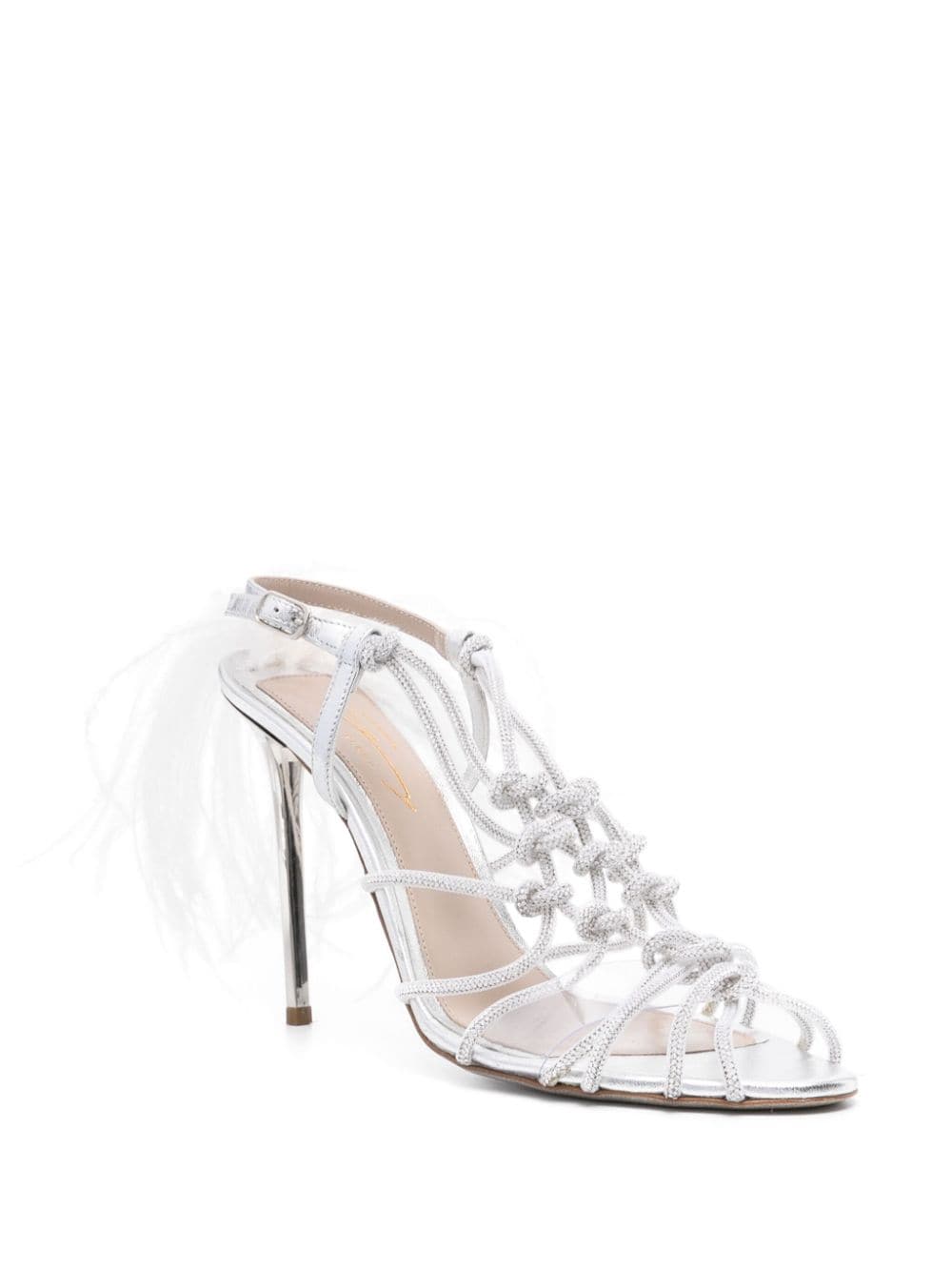 Shop Genny 105mm Rhinestone-embellished Sandals In Silver