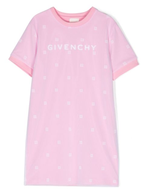Givenchy Kids logo-print mesh-overlay dress