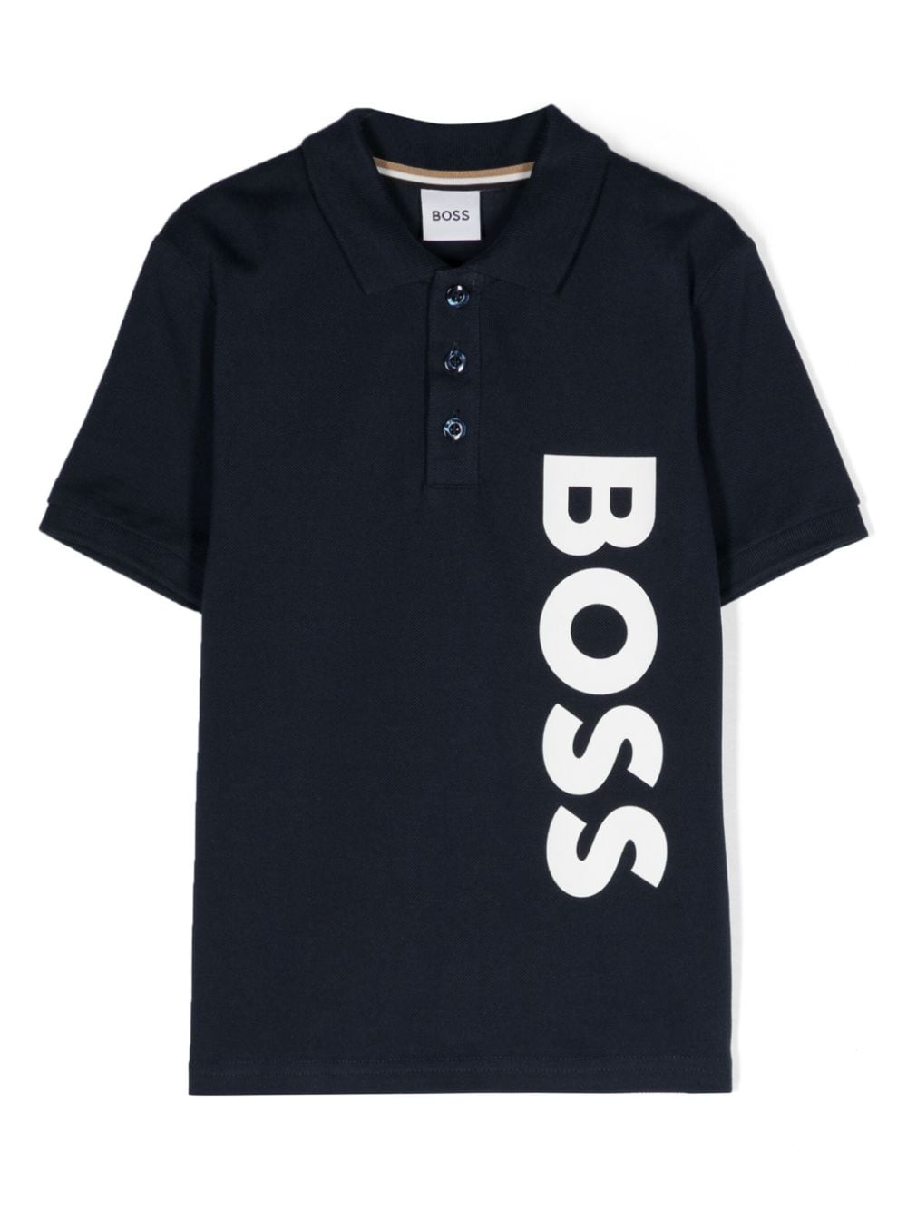 Bosswear Kids' Logo-print Cotton Polo-shirt In Blue