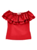 Monnalisa ruffled cotton top - Red