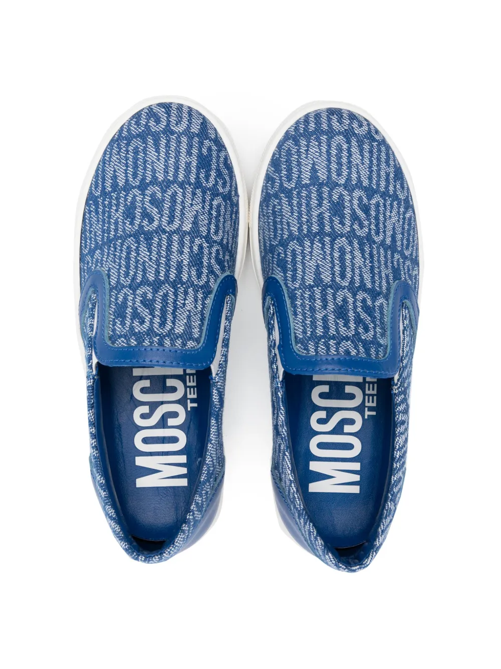 Shop Moschino Logo-jacquard Slip-on Sneakers In Blue