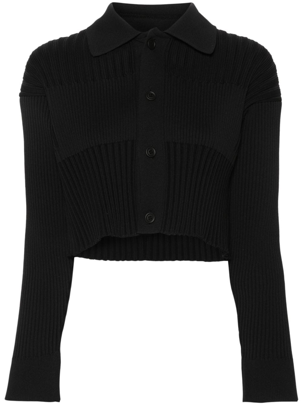 Shop Cfcl Fluted Cropped Cardigan In Black