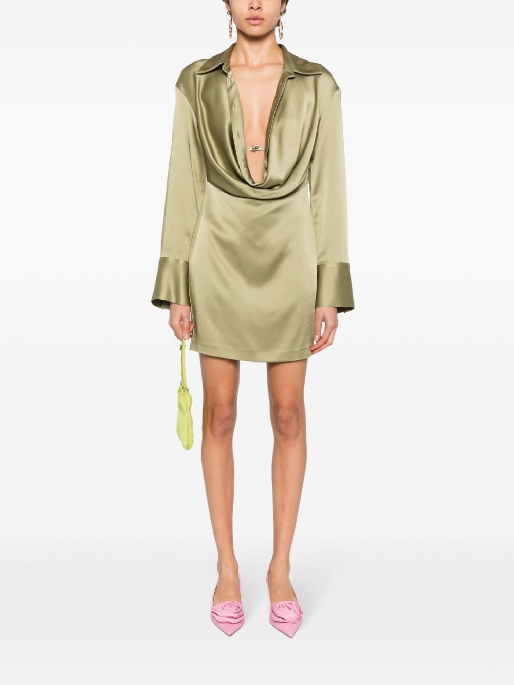 Shop Blumarine Satin Mini Dress In Green