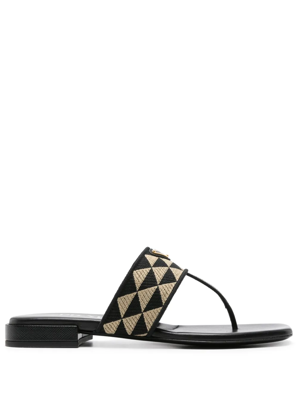 PRADA TRIANGLE-LOGO PATTERNED-JACQUARD FLIP FLOPS