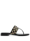 Prada triangle-logo patterned-jacquard flip flops - Black