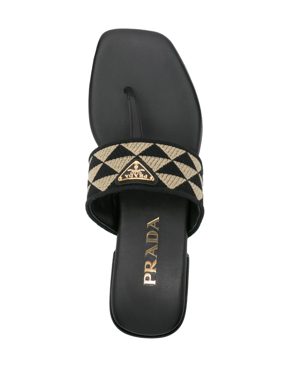 Prada triangle-logo patterned-jacquard flip flops Black