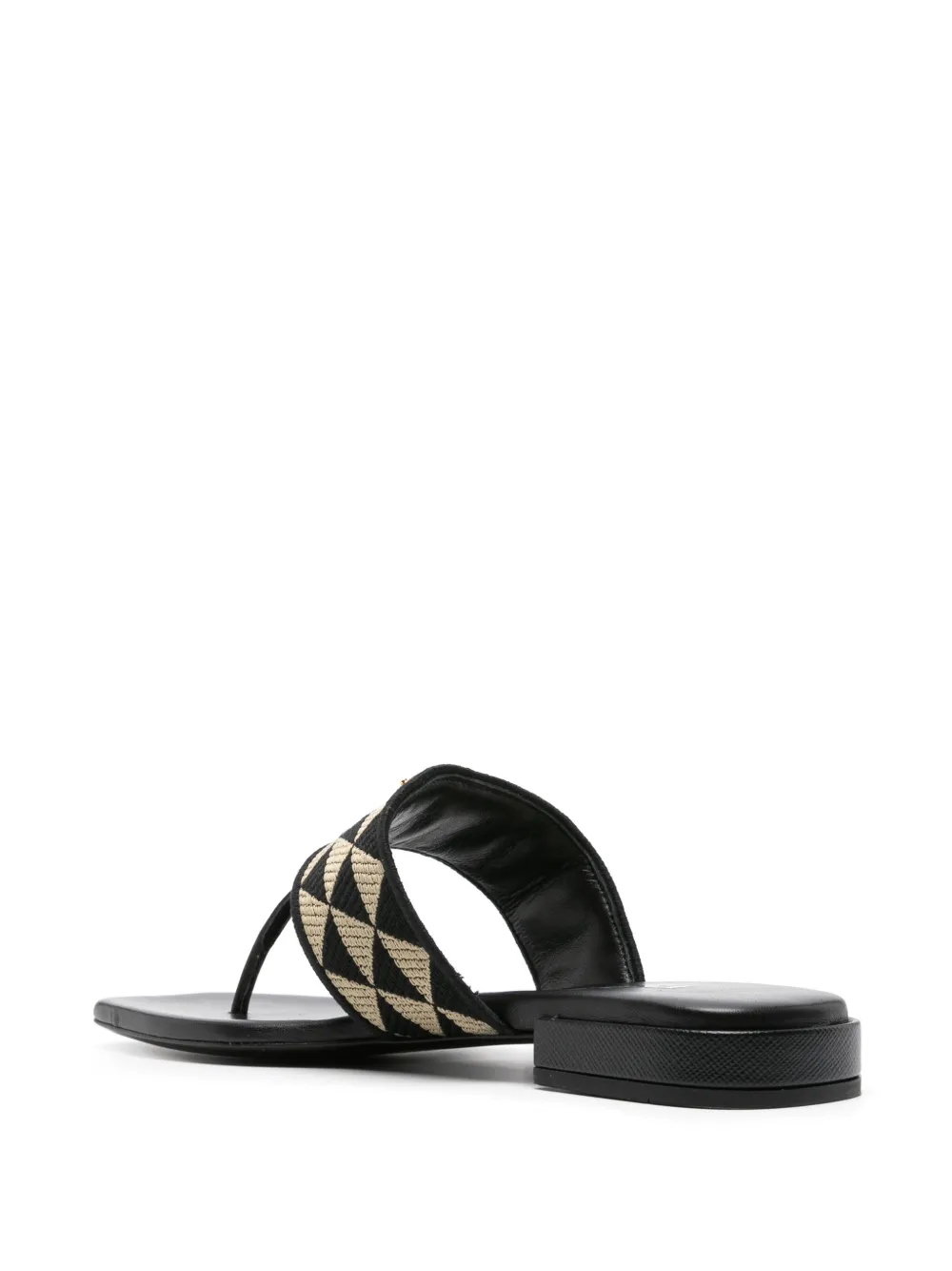 Prada triangle-logo patterned-jacquard flip flops Black