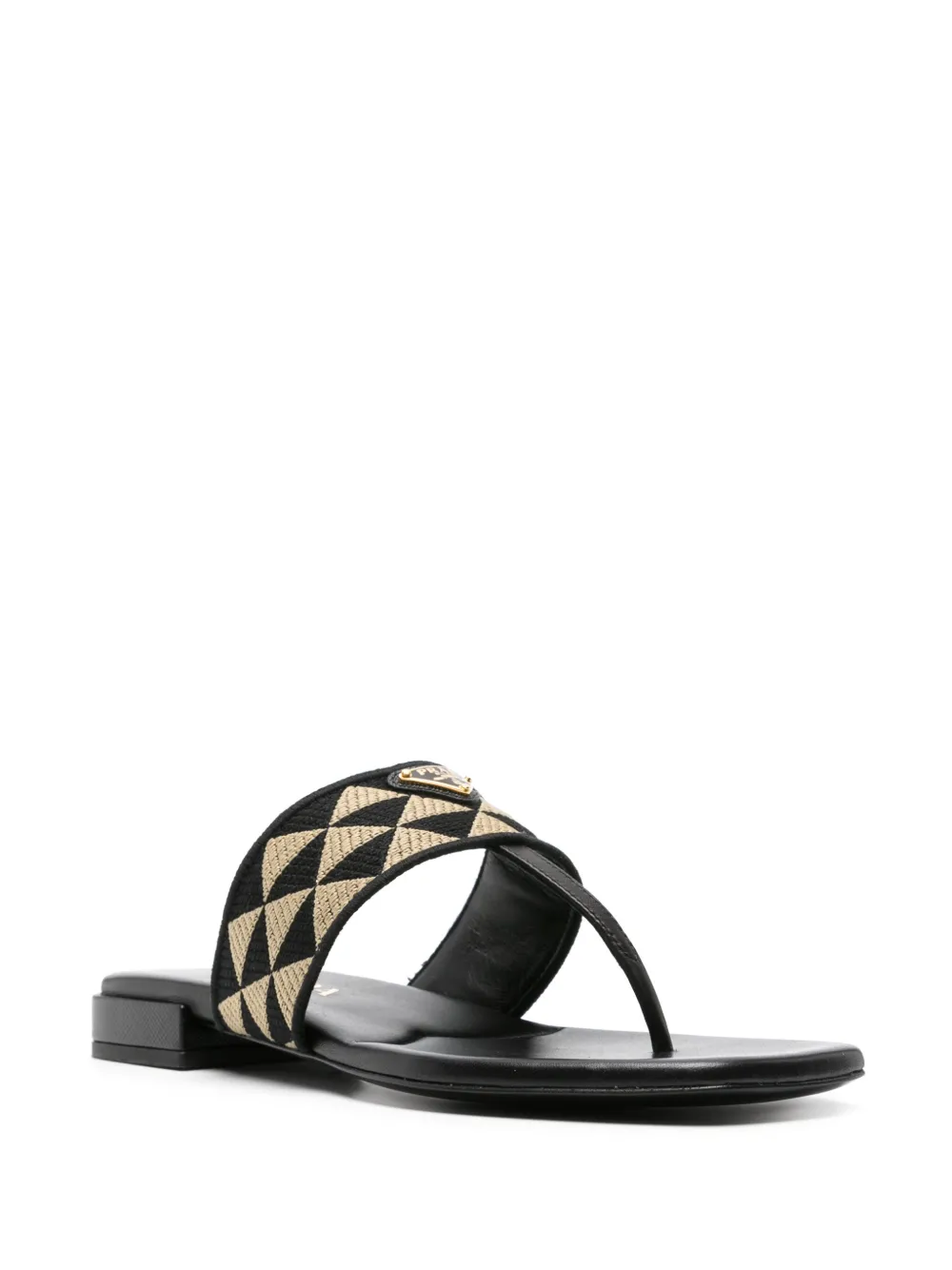 Prada Teenslippers met jacquard - Zwart